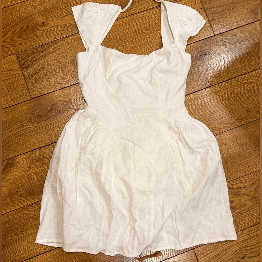 Reformation White Oaklyn Linen Mini Dress
